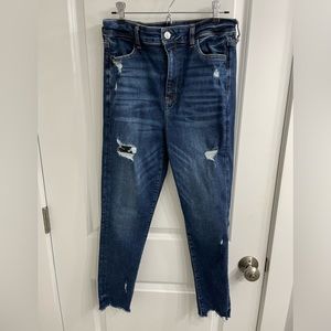 American Eagle Outfitters Dark Blue Distressed Skinny Jeans